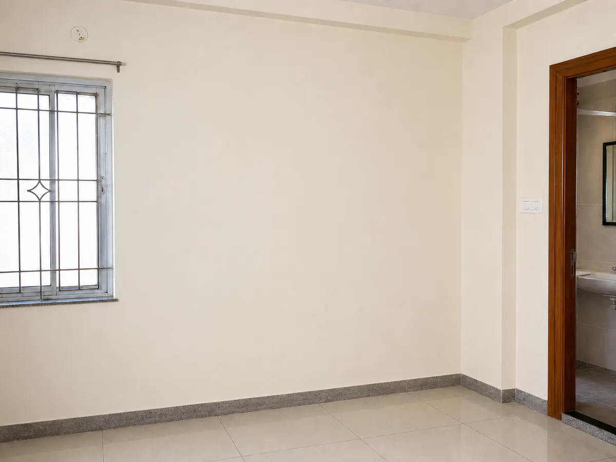Wall after damp treatment and repainting